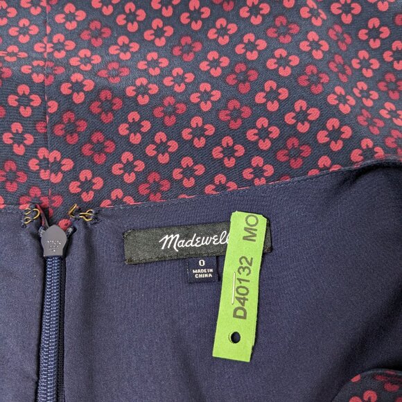 Madewell silk shift dress in navy and purple-pink print, size 0 - Picture 5 of 8